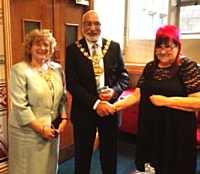 Emily, social secretary,  with Mayor Cllr. Surinder Biant and Mayoress Cecile Biant 